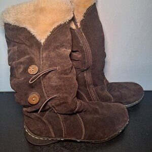 Bare Traps Ellery Brown Faux Fur Lined Full Zip Mid Calf Stay Dry Boots
